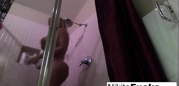  Nikita Von James takes a hot shower